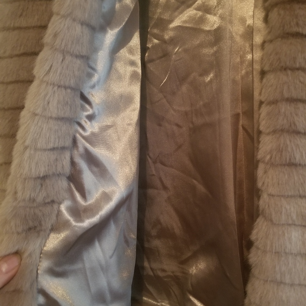 Ashley Stewart Faux Fur Vest in Taupe - Picture 5 of 8
